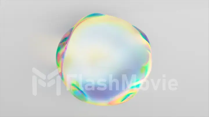 Abstract animation of a transparent sphere in the process of transformation. Light refraction. Prism effect. Dispersion