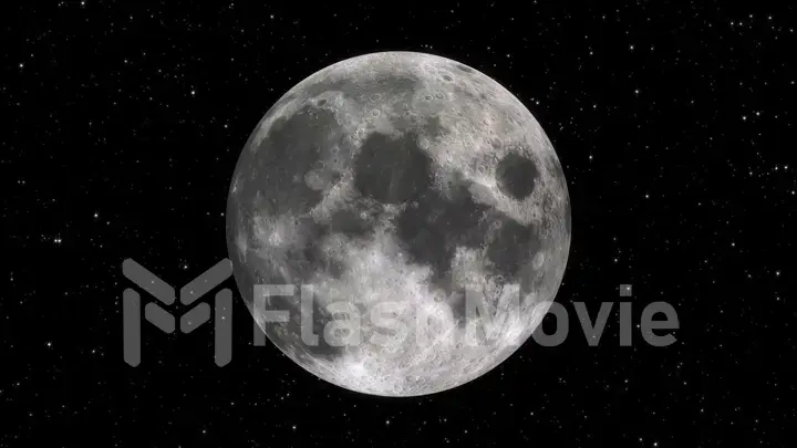 Big moon at night in starry close-up 3d illustration