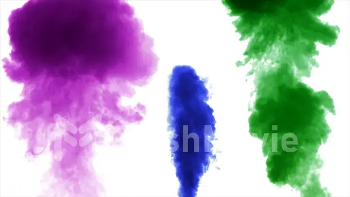 Colorful thick smoke on a white background isolated