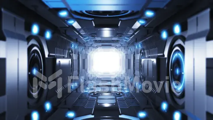 3d illustration futuristic design space ship interior infinite corridor