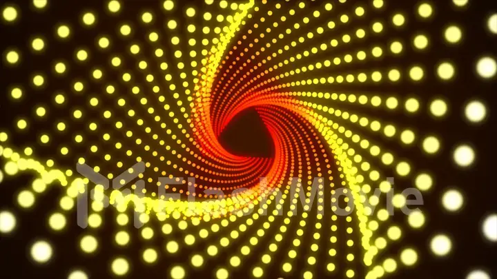 Abstract twisted yellow tunnel of dots background