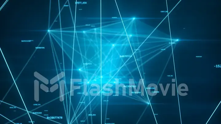 Abstract futuristic network with numbers and connections 3d illustration