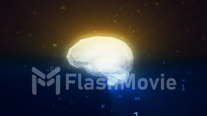 Abstract digital brain in a cloud of numerical data illustrating concepts of artificial intelligence, Big Data and computer networks. 3d illustration