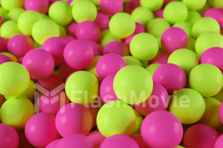 Colorful 3d illustration background from a pile of abstract yellow and pink spheres