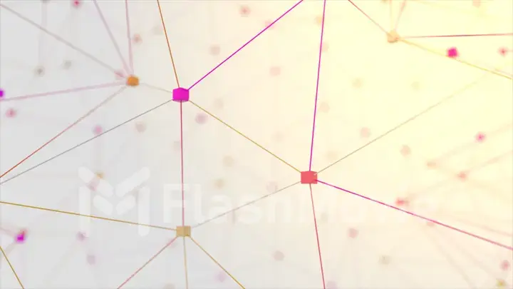 Network animation connected cube on white background. 3d illustration