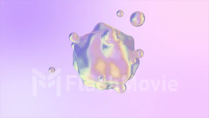 Holographic liquid blobs abstract flowing animation. 3d illustration