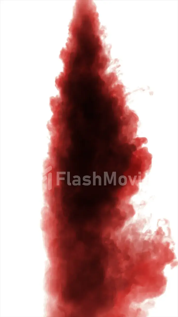 Red dense smoke isolated on white background