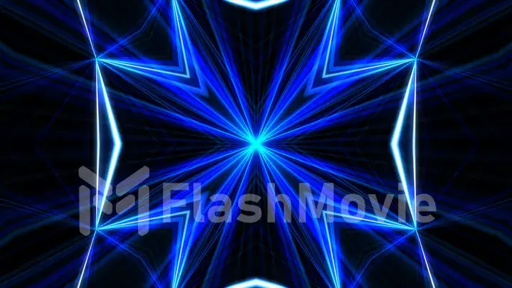 VJ Fractal blue kaleidoscopic background. Background motion with fractal design. Disco spectrum lights concert spot bulb. 3d illustration