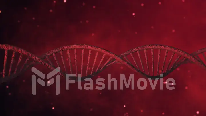 DNA structure on abstract red background 3d illustration