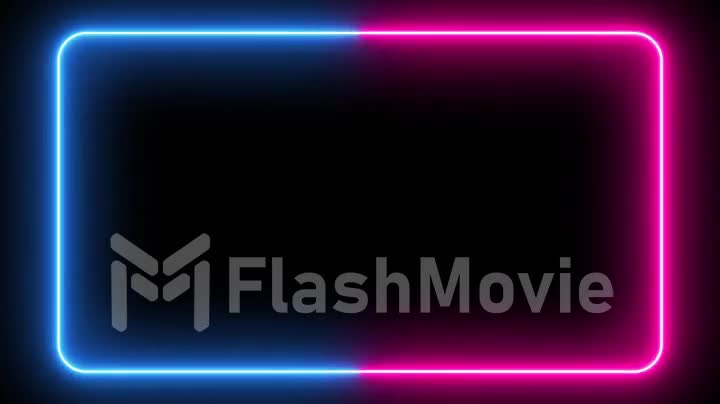 Flickering neon frame on an isolated black background