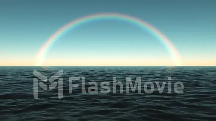 Colorful rainbow over the sea in the afternoon