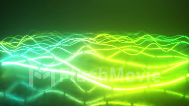 Futuristic neon glowing surface made of bright lines