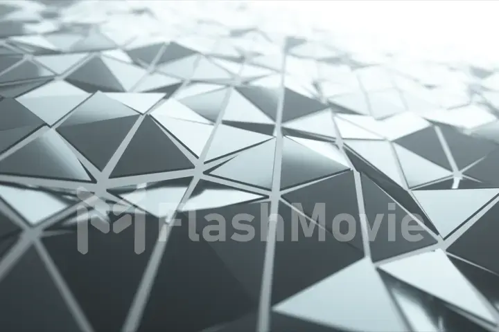 Abstract modern technology background of waving smooth polygonal surface from glass, chrome or plastic with fog. Beautiful technological backdrop. 3d illustration