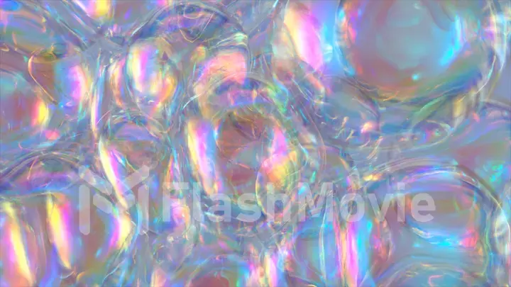 Transparent soap bubbles fly and gather together. Bubble rainbow. Lather. Lots of soap bubbles. Pearl.