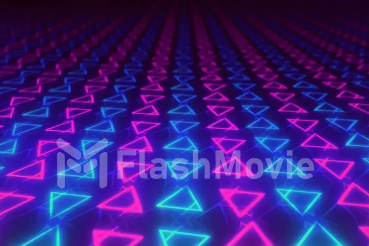 Abstract background of colorful symmetrically rotating triangles 3d illustration