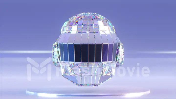 Protection concept. Diamond Daft Punk helmet on an abstract background. White blue color. 3d illustration