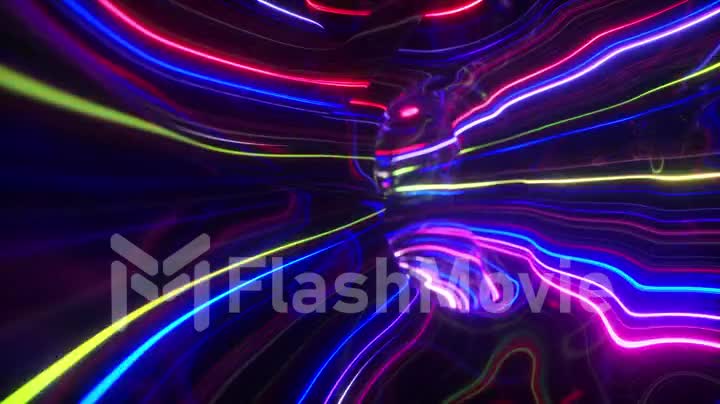 Space surface. magic neon light curved swirl line.