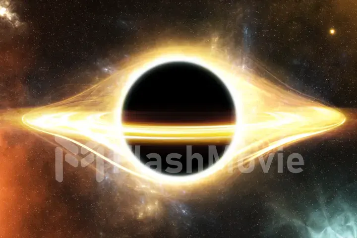 Light around a black hole in space and a planet that tightens into a black hole 3d illustration