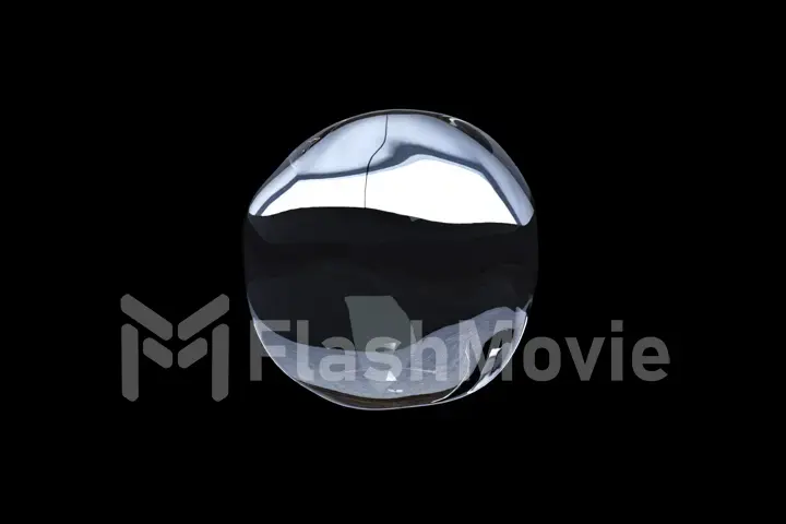 A crystal clear drop of water moves on an isolated black background. 3d illustration