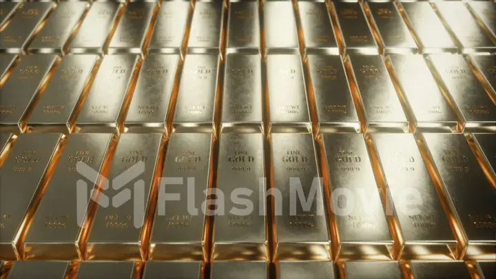 3d illustration of sliding camera view on white gold bars