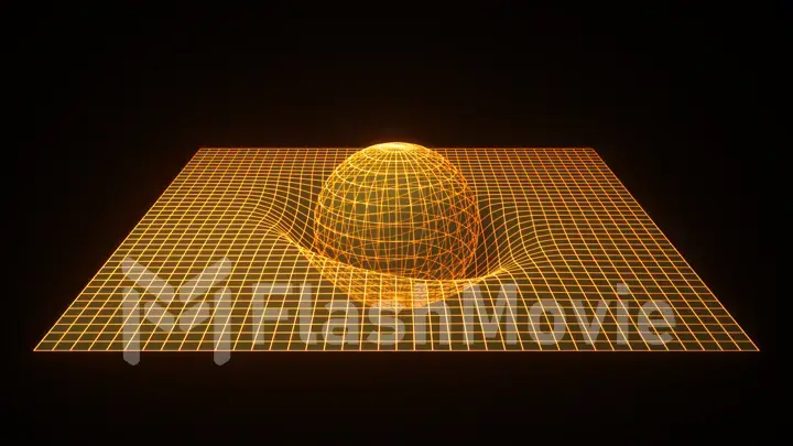 Scientific concept of space time. 3d illustration. The sphere falls to the surface