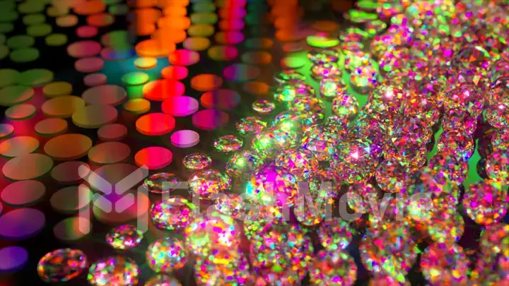 Colorful bubbles. Green spheres. Sparks. 3d illustration