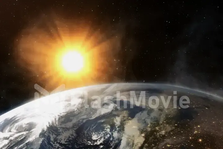 Our earth in cosmos and bright sun. 3d rendering