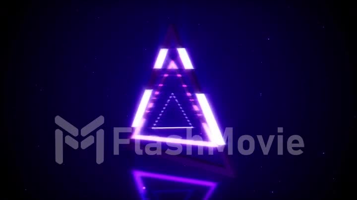 Rotations of a shining neon triangle in modern fluorescent light