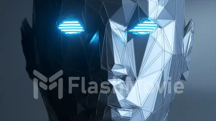 Abstract polygonal human face, artificial intelligence concept. 3d illustration