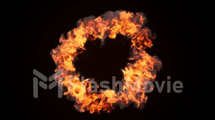 Ultra realistic explosion with thick black smoke on an isolated black background 3d illustration