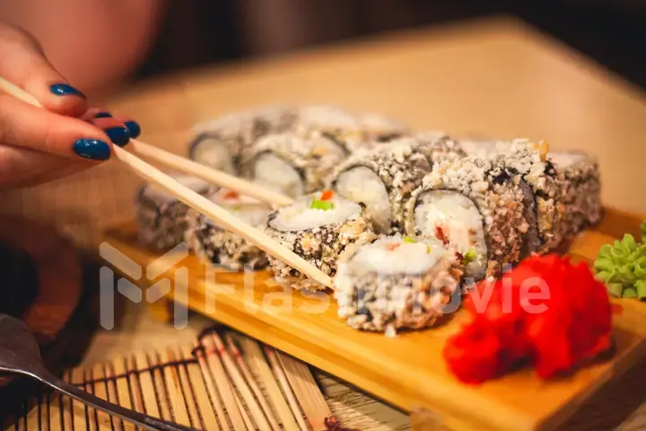 Japanese food mix on a restaurant table