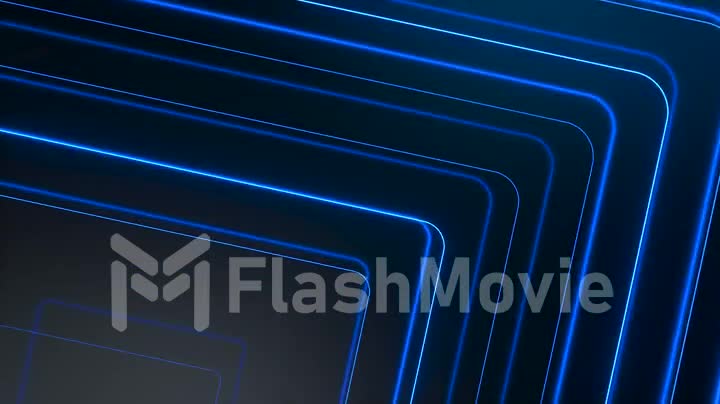 Blue glowing neon lines abstract tech futuristic motion background. Seamless looping 3d animation Ultra HD 4K