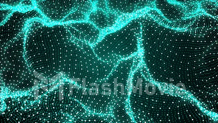 Abstract of chaotic particles. Flying cubes in empty space.