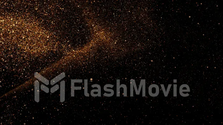 Orange glowing falling particles, slow motion, on black background illustration