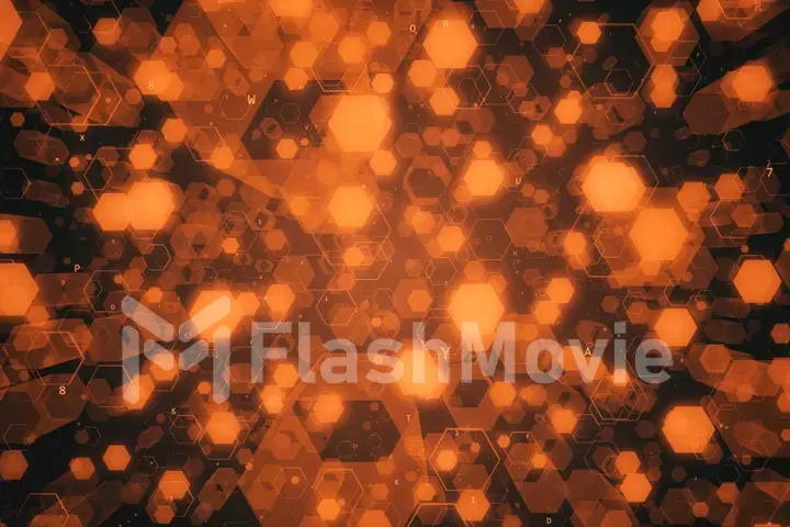 Abstract technological background of glowing hexagons. High-quality 3D illustration for financial, banking, web technologies or social background.