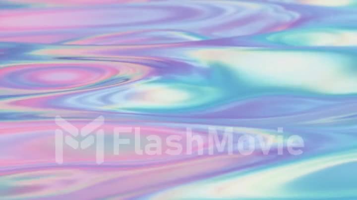 Animated 3D waving fabric texture. Liquid holographic background. Smooth wave surface of silk fabric with ripples and folds of fabric. 4K 3D rendering, seamless looping 3d animation