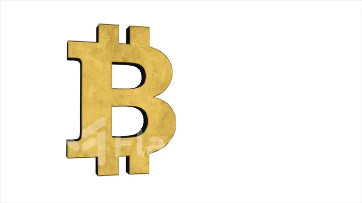 Golden symbol of bitcoin isolated on white background. Crypto currency, e-business and technology concept. 3d illustration