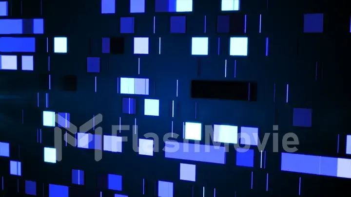 Glitched shapes. Random digital signal error. Abstract contemporary background made of blue pixel mosaic illustration