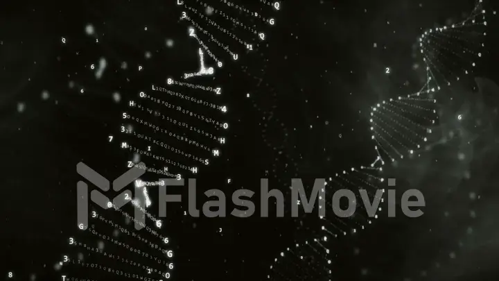 DNA rotation from hexadecimal code 3d illustration