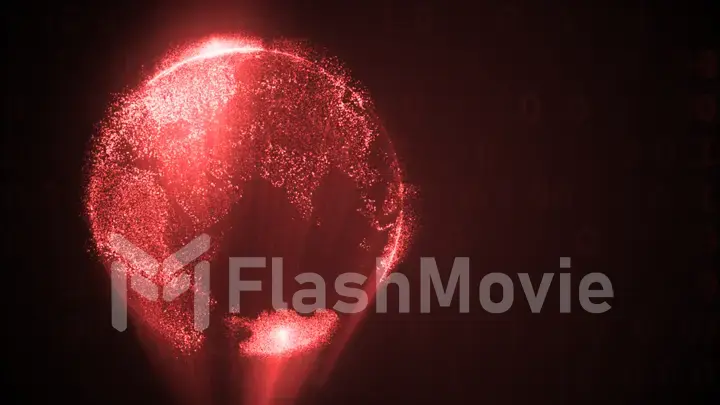 Digital red world on abstract background 3d illustration