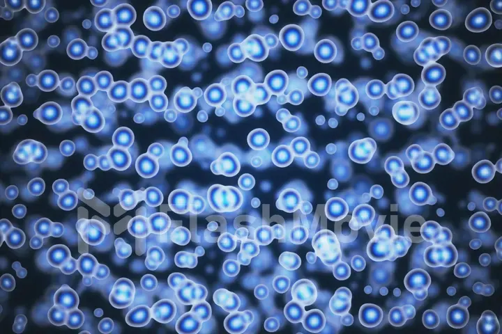 Microbiology background A motion of viruses or bacteria magnified by microscope 3d illustration