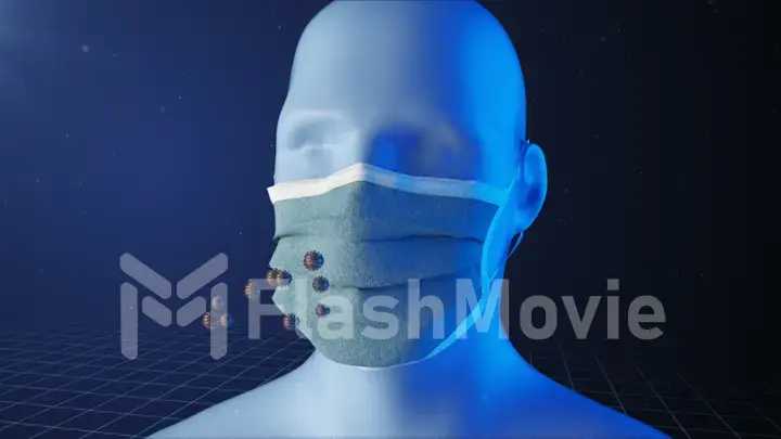 Medical concept animation showing the importance of wearing medical masks. Protective equipment against covid-19 and other respiratory diseases. 3d illustration