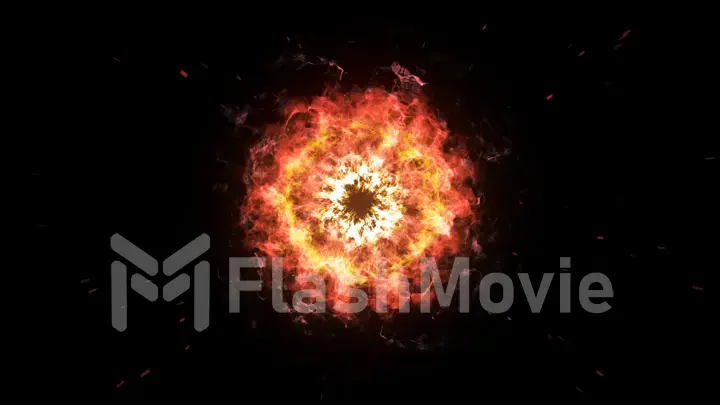 Explosive shock wave on a black isolated background 3d illustration