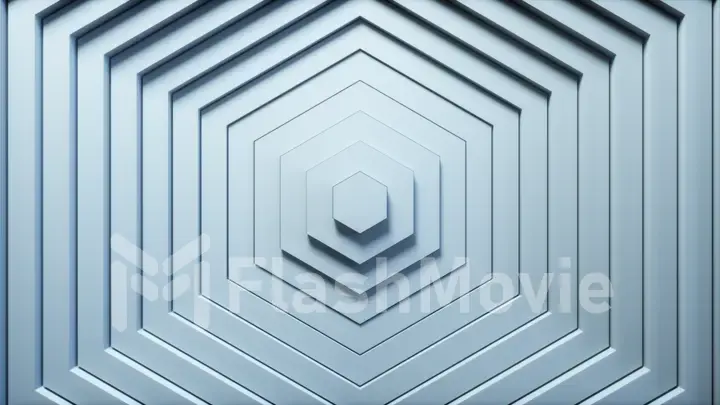 Abstract hexagon pattern with offset effect. Animation of white hexagons. Abstract background for business presentation. 3d illustration