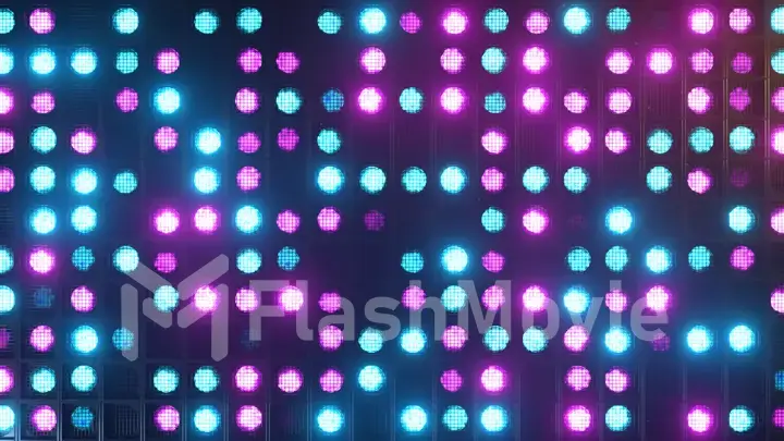 Flicker wall lights. Flashing lights Lanterns for clubs and discos. Matrix beam headlights. Nightclub halogen lamp. Modern neon spectrum. 3d illustration