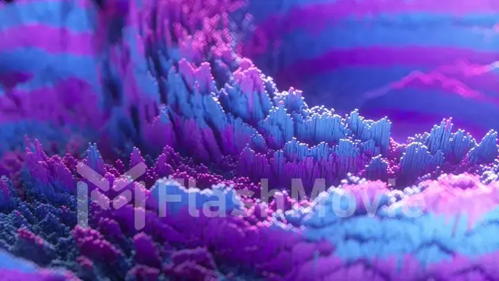 Abstract wave displacement surface. Abstract planet surface. Noise texture makes a highs and lows surface details. 3d illustration