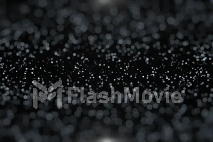 Abstract background with moving and flicker particles. Backdrop of bokeh. PNG alpha. Black isolated background 3d illustration