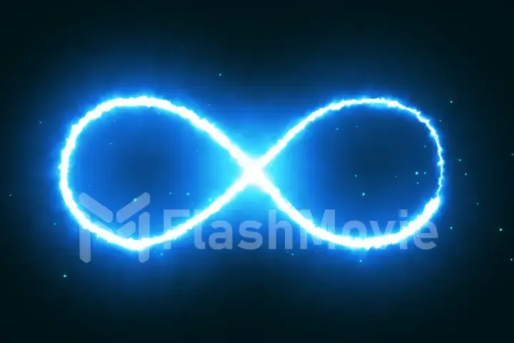 Illustration appearance of infinity shape from blue fire on dark background.