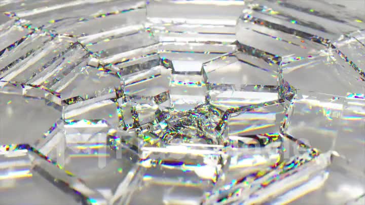 The white diamond wormhole swirls clockwise. moving plates. Mosaic. 3d animation of seamless loop