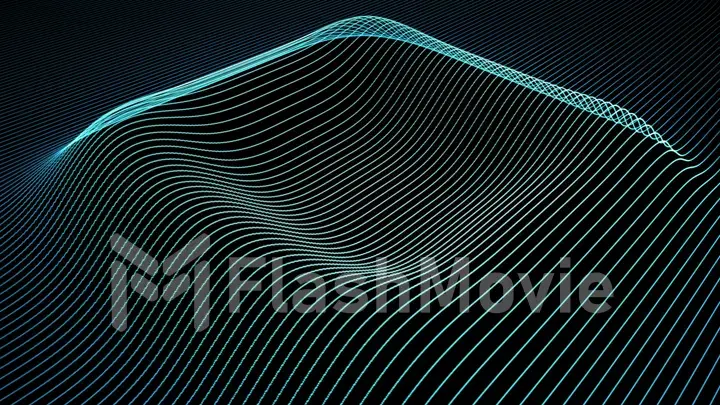 Abstract background with wavy color lines. Animation ripples on surface from neon lines. 3d illustration